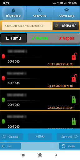 Pima Alarm Sinyal Takibi Screen 2