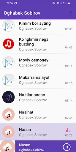 Android application Оғабек қӯшиқлари screenshort