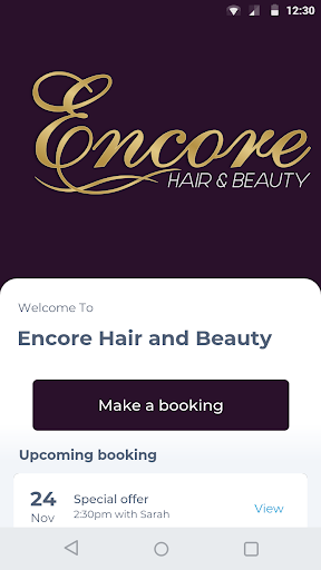 Android application Encore Hair and Beauty screenshort