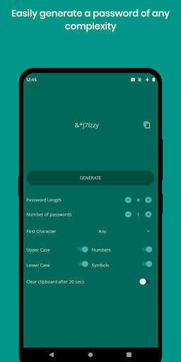 Android application Strong Password Generator screenshort