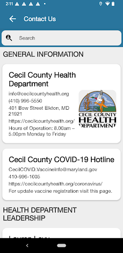 Cecil County Health Department Screen 2