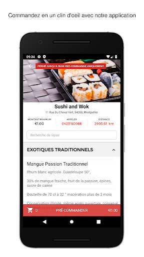 Android application Sushi and Wok screenshort