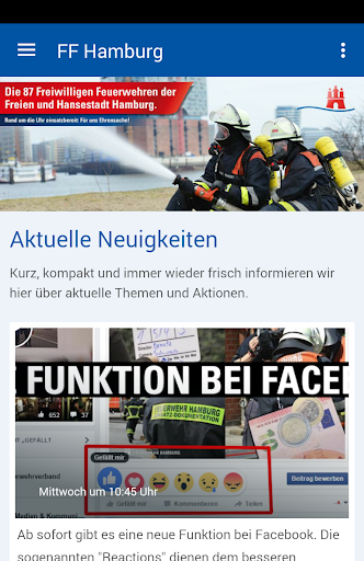 Android application Freiwillige Feuerwehr Hamburg screenshort