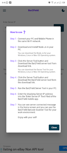 Bar2Field - Barcode Scanner Screen 3