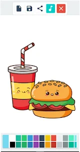 Fast Foods Cartoon - Coloring