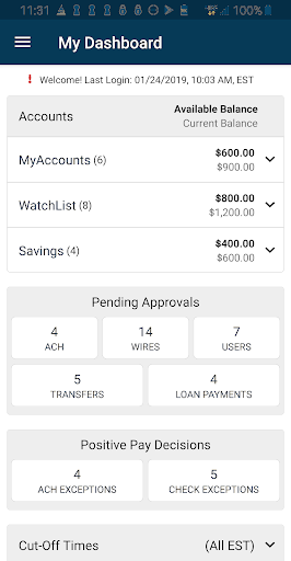 Android application SCB Cash Management screenshort