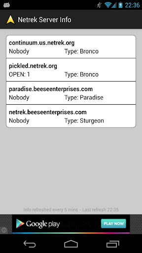 Android application Netrek Server Info screenshort