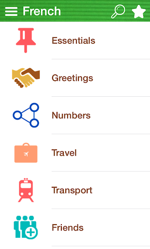 Android application Learn French Phrasebook screenshort