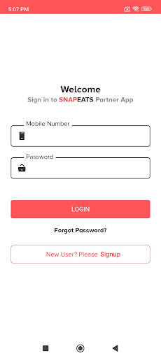 Android application Partner Snapeats screenshort