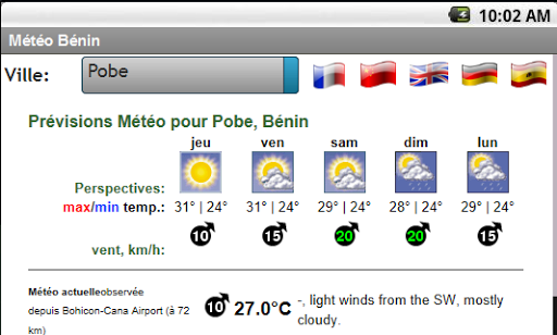 Android application Météo Bénin screenshort