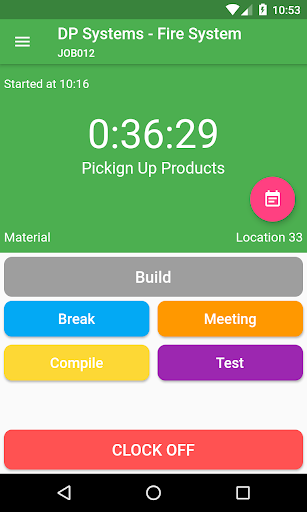 Android application Employee Clock screenshort