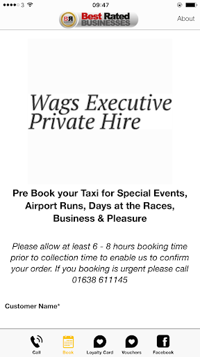 Wags Executive Private Hire Screen 2
