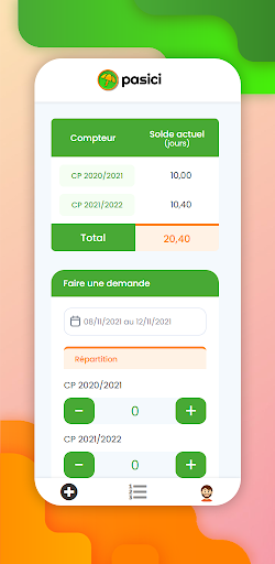 Android application Pasici - Gestion des congés screenshort