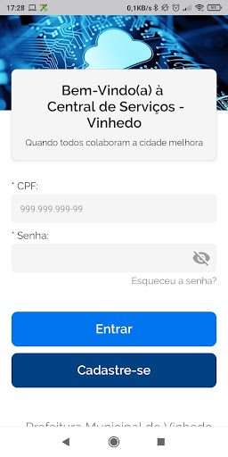 Android application Central de Serviços Vinhedo screenshort