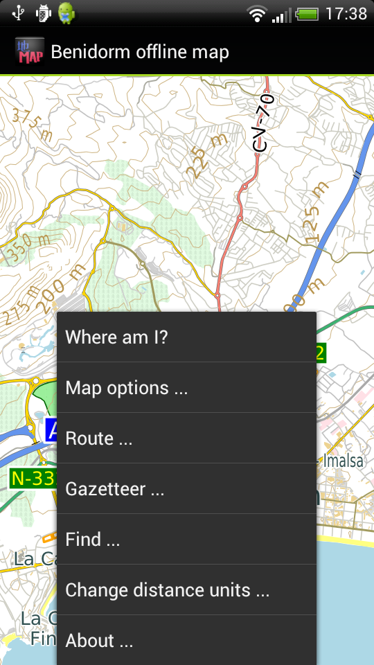 Android application Benidorm offline map screenshort