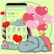Cute Cartoon Baby Hippo Love Theme 1.1.3 Icon