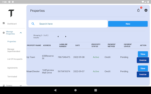 Teustar Property Management Screen 2