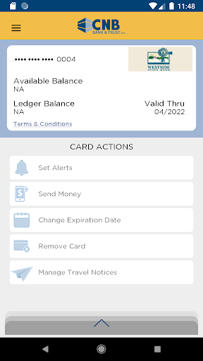 CNB Bank & Trust Card Manager Screen 2
