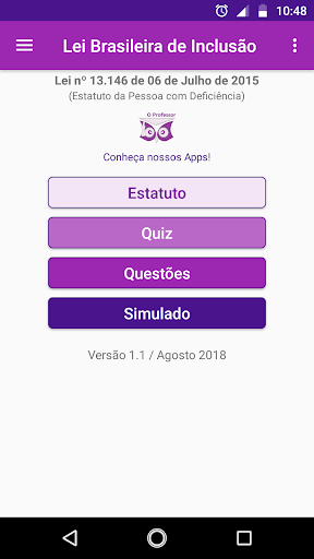 Android application Lei Brasileira de Inclusão screenshort