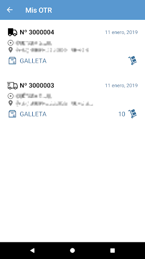 Android application Fama Órdenes Traslado Residuos screenshort