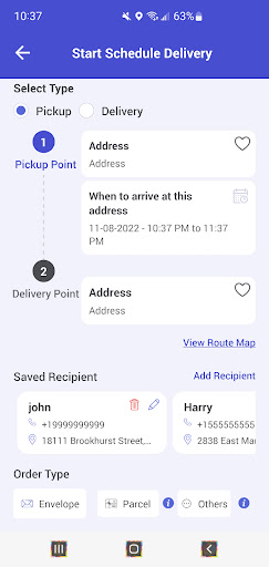 XPEDE User Delivery App Screen 3