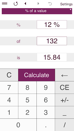Percentage Calculator Screen 2