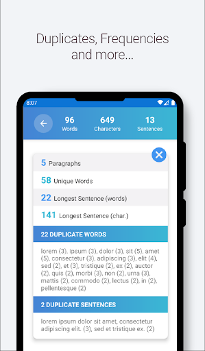Word and Character counter Screen 2
