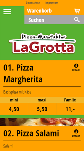 Android application La Grotta screenshort