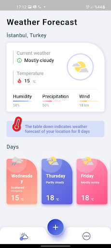 Android application Weather Forecast Flutter screenshort