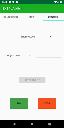 EKSPLA HMI Screen 2
