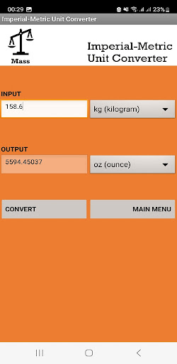 Imperial-Metric Unit Converter Screen 2