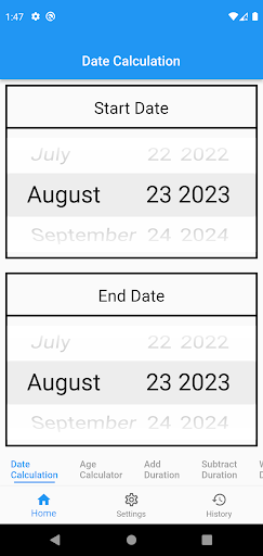 Android application Years Months Days Calculator screenshort