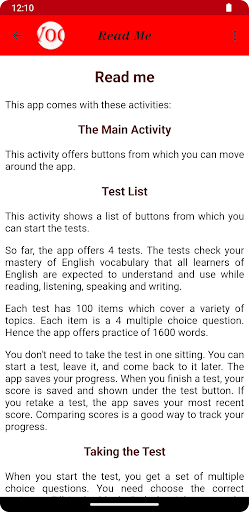 English Vocabulary Practice Screen 2