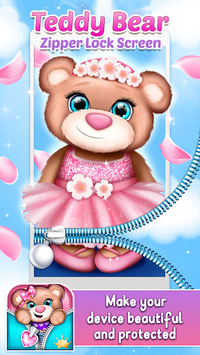Teddy Bear Zipper Lock Screen Screen 2