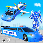 Cover Image of Download Flying Limo Police Helicopter Car Robot Games 15 APK