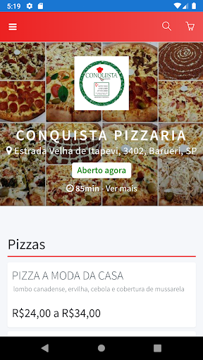 Android application Conquista Pizzaria screenshort