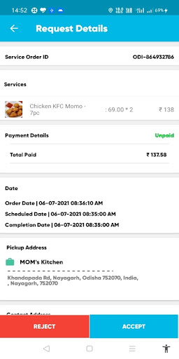 Android application Khaou Delivery screenshort