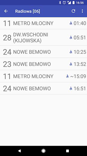 Android application Tram Times (Warsaw) screenshort