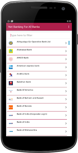 Netbanking app for india banks Screen 2