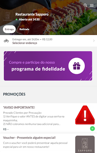 Android application Restaurante Sapporo Delivery screenshort