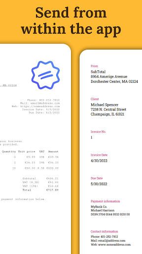 Screenshot of SubTotal - Invoice Maker