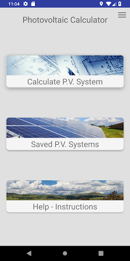Android application Photovoltaic System Calculator screenshort