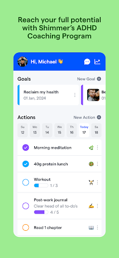 Screenshot of Shimmer: ADHD Coaching
