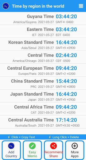 World Clock (World Time) Screen 2