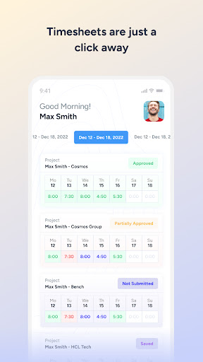 Android application Timesheets screenshort