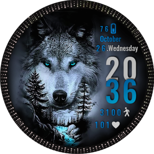 Blue Wolf Watch Face Wear Os Download on Windows