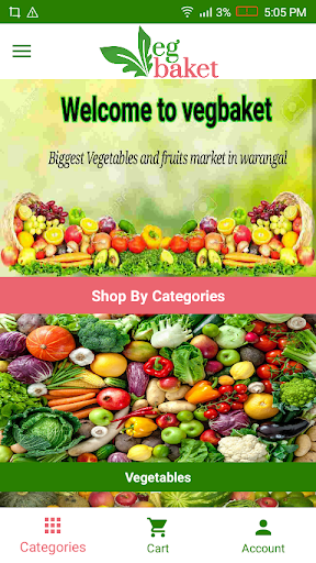 Android application Veg Baket screenshort