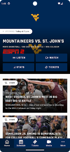 Android application West Virginia Gameday screenshort
