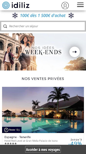 Android application Idiliz beaux voyages, bon prix screenshort