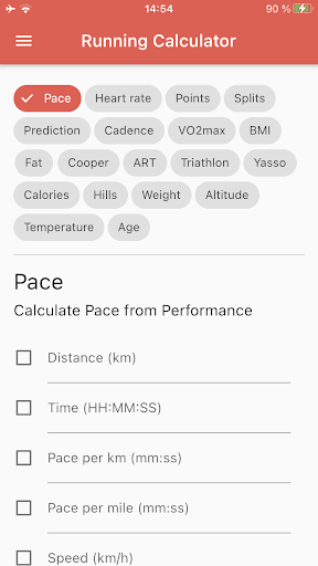 Android application Runner Calculator screenshort